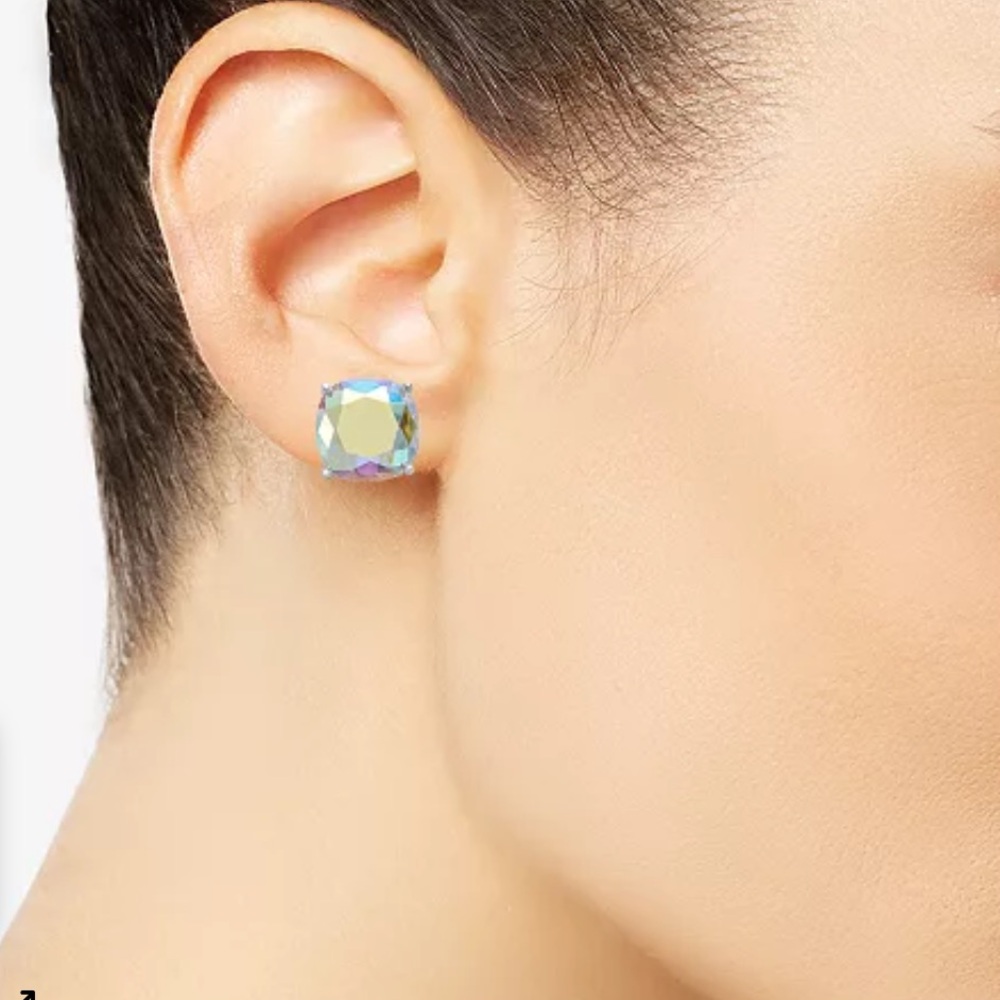 kate spade Square Stud Earrings Silver Clear